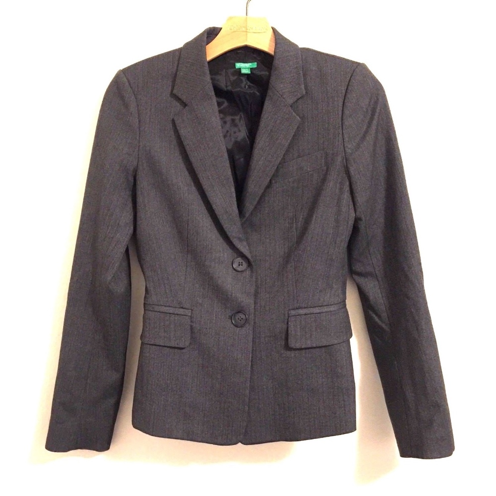 United Colors Of Benetton Dark Gray Pinstripe Blazer